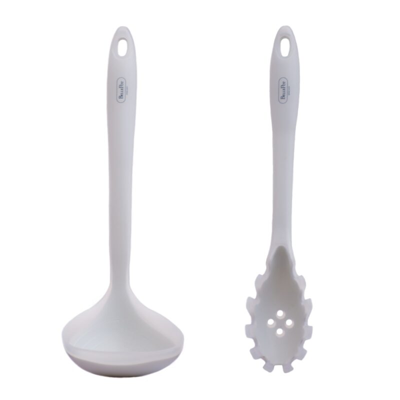 Kit Utensílios Silicone Belle Pot Concha Pegador Brancos 2 peças